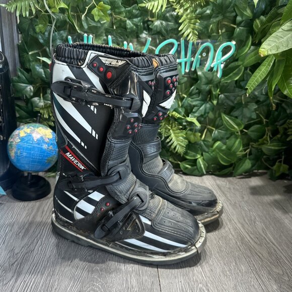 Fly Racing Maverick Motocross Dirt Bike Boots Kids Boys 5 Black - Picture 1 of 9